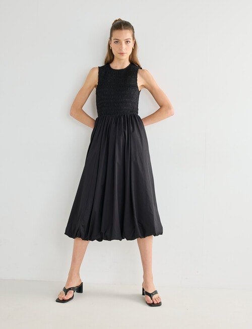 Mineral Tessa Bubble Hem Dress, Black product photo View 09 L