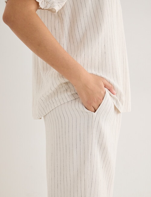 Zest Linen Blend Stripe Wide Leg Pant, Ecru product photo View 05 L