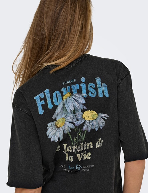 ONLY Lucy Organic Floral Print Cotton Top, Black product photo View 02 L