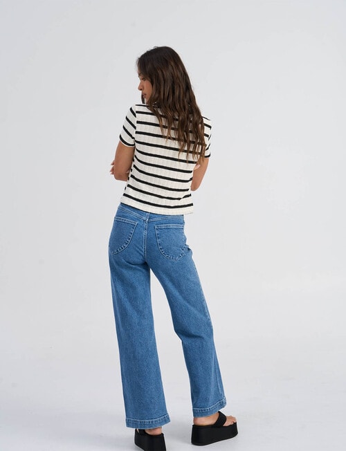 ONLY Halia Collar Stripe Top, Cloud Dancer & Black product photo View 02 L