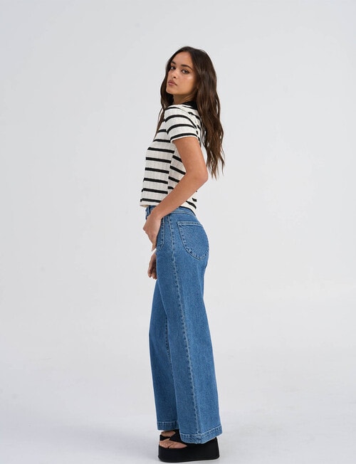 ONLY Halia Collar Stripe Top, Cloud Dancer & Black product photo View 04 L