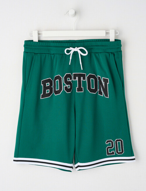 No Issue Basketball Applique Mesh Knit Short, Green product photo
