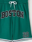 No Issue Basketball Applique Mesh Knit Short, Green product photo View 03 S