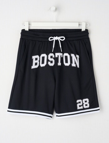 No Issue Basketball Applique Mesh Knit Short, Black product photo
