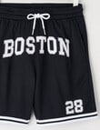 No Issue Basketball Applique Mesh Knit Short, Black product photo View 03 S