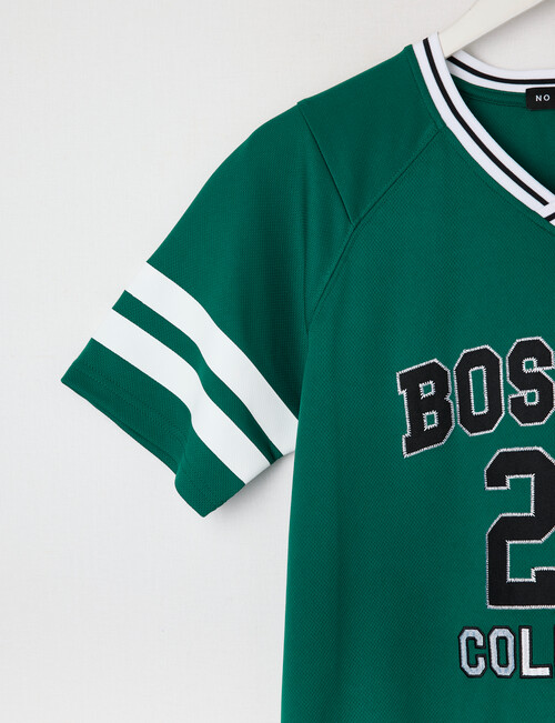 No Issue Basketball Mesh Applique Short Sleeve Tee, Green product photo View 03 L