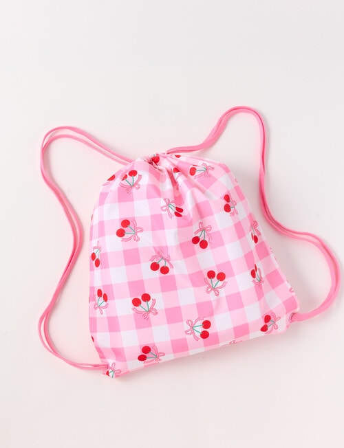 Wavetribe Cherry Gingham Swim Bag, Pink product photo