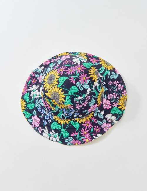 Wavetribe Floral Reversible Bucket Hat, Navy product photo View 04 L