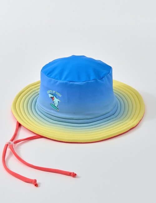 Wavetribe Ombre Shark Reversible Hat, Orange, Blue & Yellow product photo