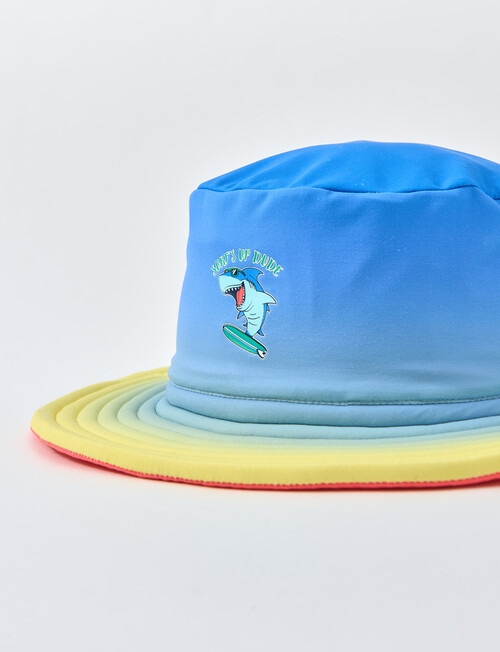 Wavetribe Ombre Shark Reversible Hat, Orange, Blue & Yellow product photo View 03 L