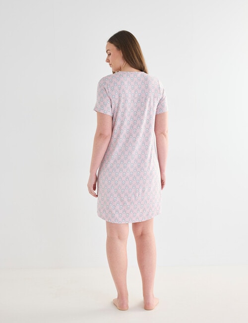 Whistle Sleep Short Sleeve V-Neck Nightie, Pink Print, 8-22 product photo View 02 L