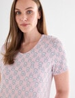 Whistle Sleep Short Sleeve V-Neck Nightie, Pink Print, 8-22 product photo View 04 S