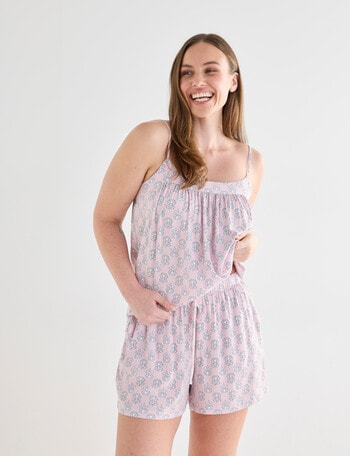 Whistle Sleep PJ Short Set, Pink Print product photo