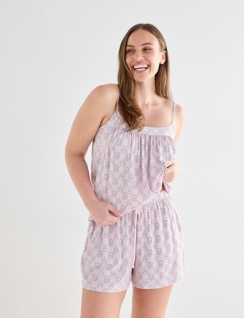 Whistle Sleep PJ Short Set, Pink Print product photo