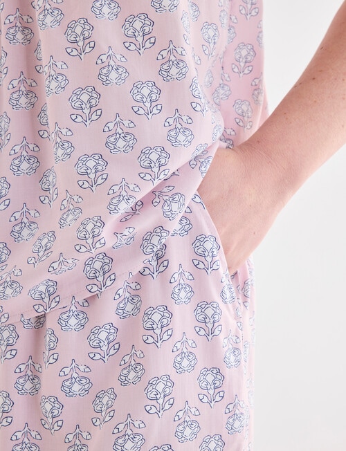 Whistle Sleep PJ Short Set, Pink Print product photo View 06 L