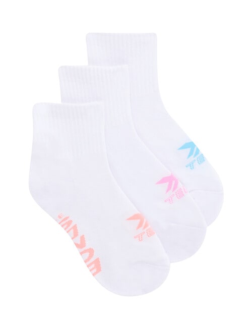 Bonds X Temp Quarter Crew 3 Pack Socks, White, Berry Sorbet & Absolute Aqua product photo