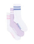 Bonds Fashion Crew 3 Pack Socks, White, Lavender Lane & White product photo View 02 S