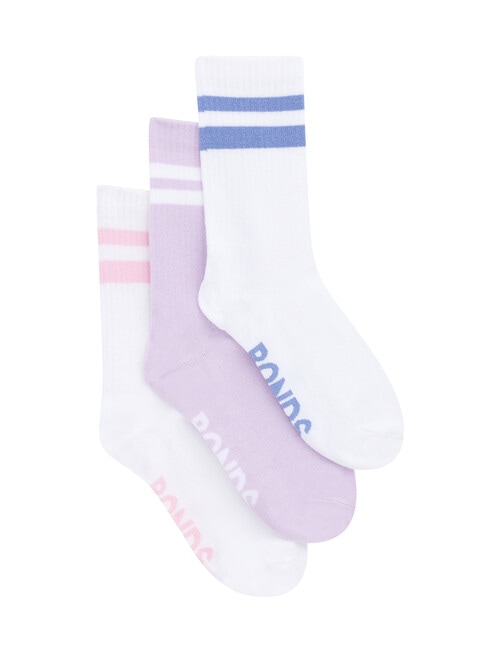 Bonds Fashion Crew 3 Pack Socks, White, Lavender Lane & White product photo View 02 L