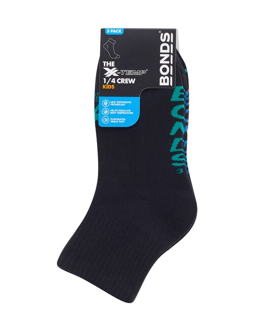 Bonds X Temp Quarter Cew Socks, 3-Pack, Black, Forest Blue & Swiftie product photo View 03 L