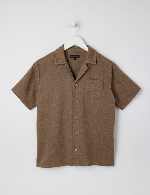No Issue Textured Short Sleeve Shirt, Mocha product photo