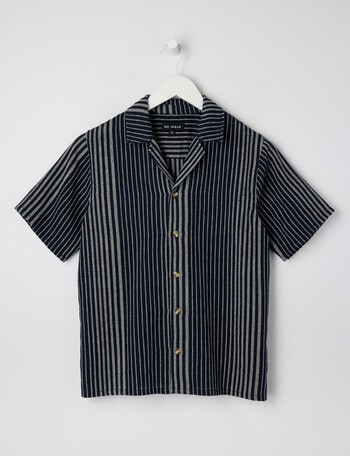 No Issue Textured Stripe Short Sleeve Shirt, Navy product photo