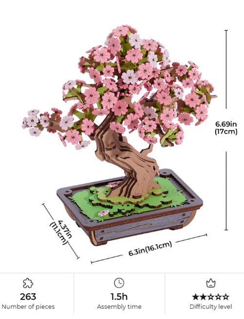DIY Kits Rolife Sakura Bonsai Wooden 3D Puzzle, TG415 product photo View 07 L