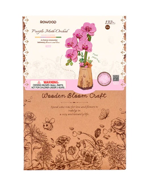 DIY Kits Rowood Purple Moth Orchid Flower 3D Wooden Puzzle, TW091 product photo