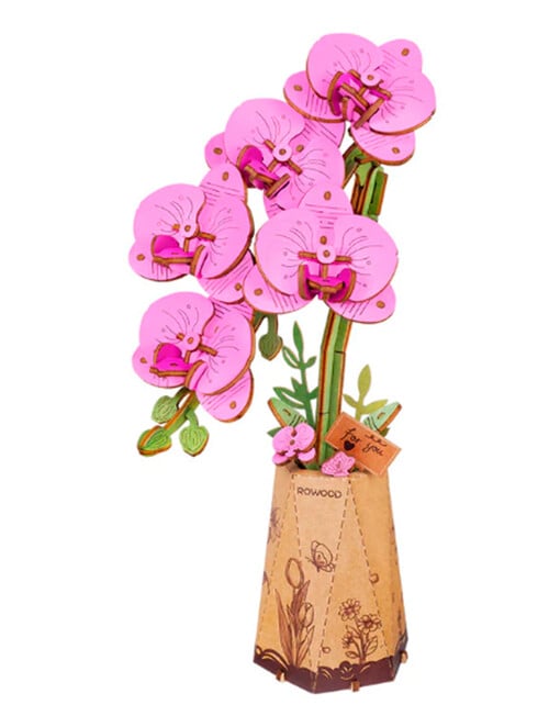 DIY Kits Rowood Purple Moth Orchid Flower 3D Wooden Puzzle, TW091 product photo View 02 L
