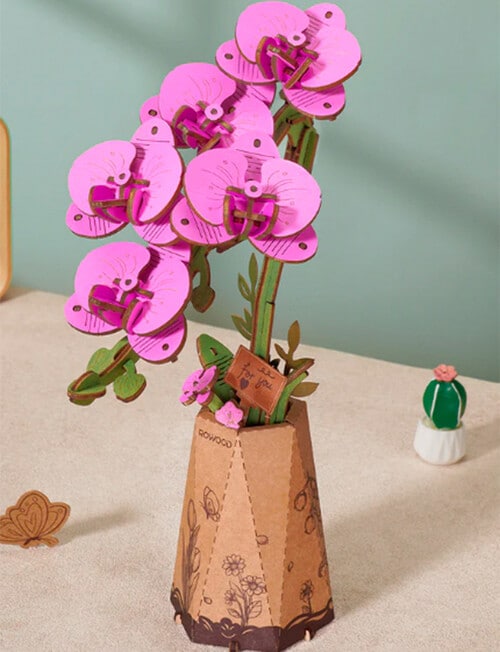 DIY Kits Rowood Purple Moth Orchid Flower 3D Wooden Puzzle, TW091 product photo View 03 L