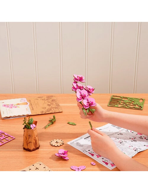 DIY Kits Rowood Purple Moth Orchid Flower 3D Wooden Puzzle, TW091 product photo View 04 L