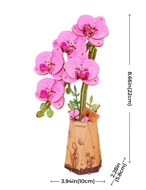 DIY Kits Rowood Purple Moth Orchid Flower 3D Wooden Puzzle, TW091 product photo View 05 L