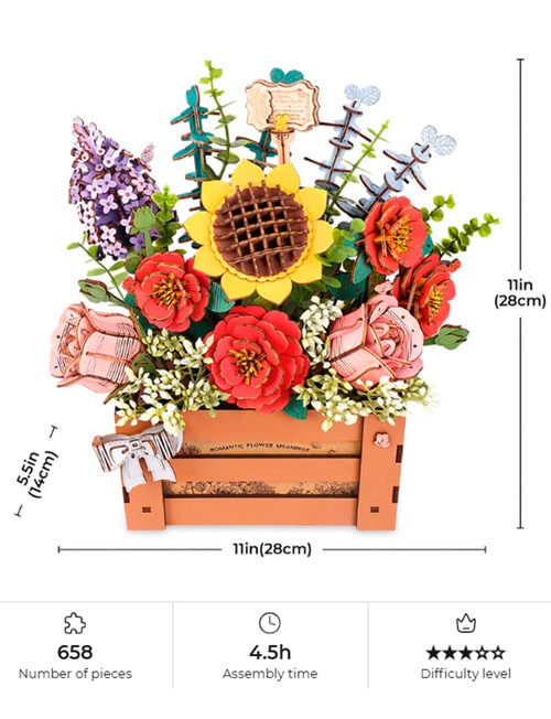 DIY Kits Rowood Wooden Bloom Box 3D Puzzle, TW02H product photo View 08 L