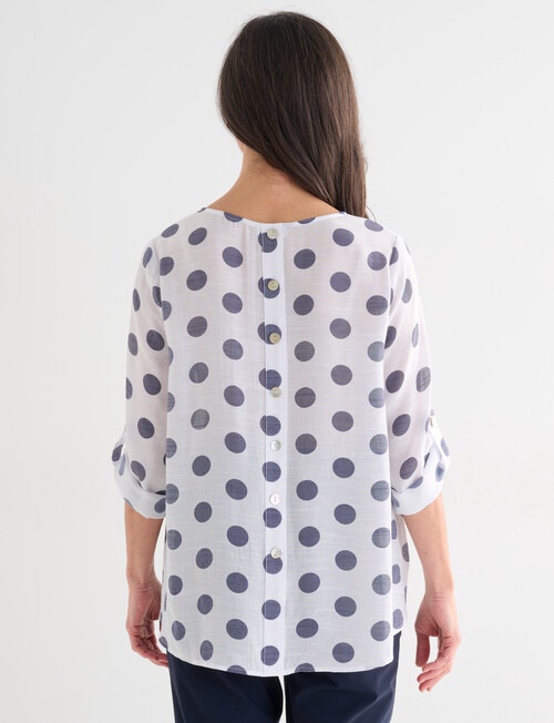 Ella J Spot Curved Front Button Top, Navy product photo View 02 L