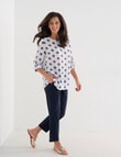 Ella J Spot Curved Front Button Top, Navy product photo View 03 S