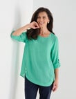 Ella J Curved Front Button Top, Green product photo