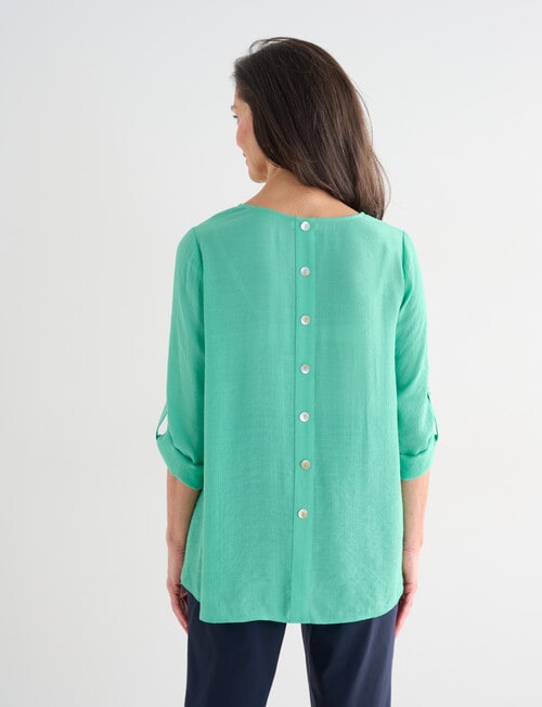 Ella J Curved Front Button Top, Green product photo View 02 L