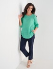 Ella J Curved Front Button Top, Green product photo View 03 S