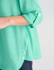 Ella J Curved Front Button Top, Green product photo View 06 S