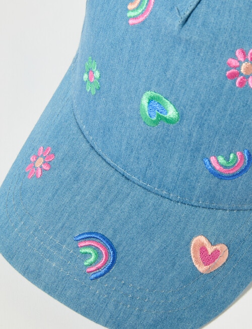Mac & Ellie Rainbow Embroidery Cap, Blue, 3-8 product photo View 02 L