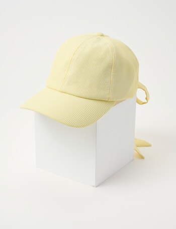 Mac & Ellie Stripe Bow Cap, Lemon product photo