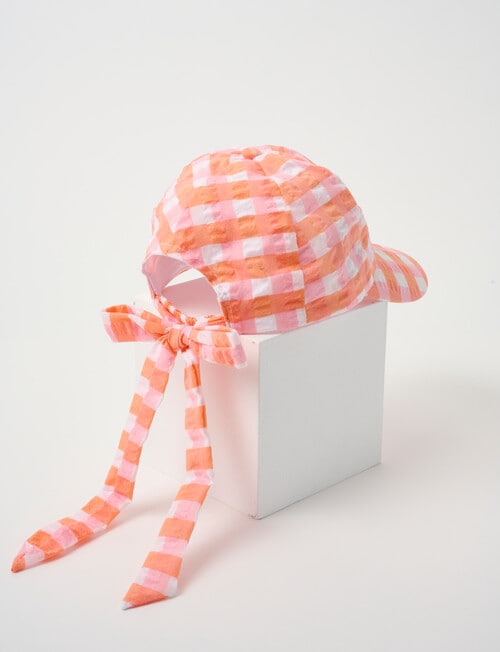 Mac & Ellie Gingham Bow Cap, Peach product photo View 02 L
