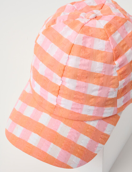Mac & Ellie Gingham Bow Cap, Peach product photo View 03 L