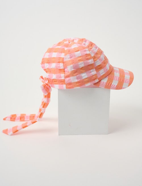 Mac & Ellie Gingham Bow Cap, Peach product photo View 04 L