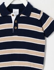 Teeny Weeny Stripe Short Sleeve Knit Polo T-Shirt, Navy product photo View 02 S