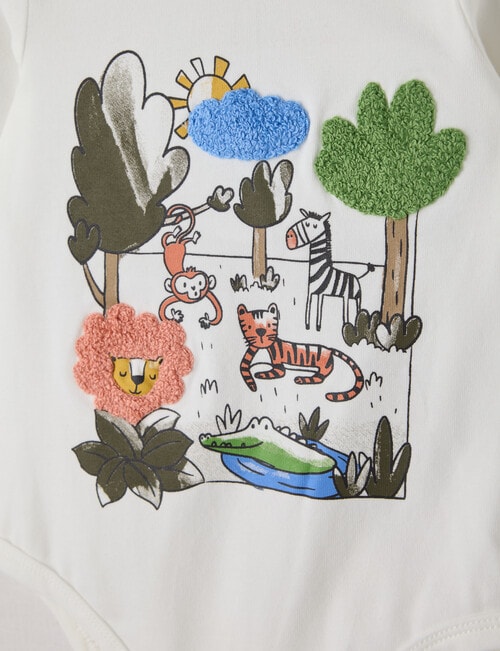 Teeny Weeny Safari Long Sleeve Bodysuit, White product photo View 02 L