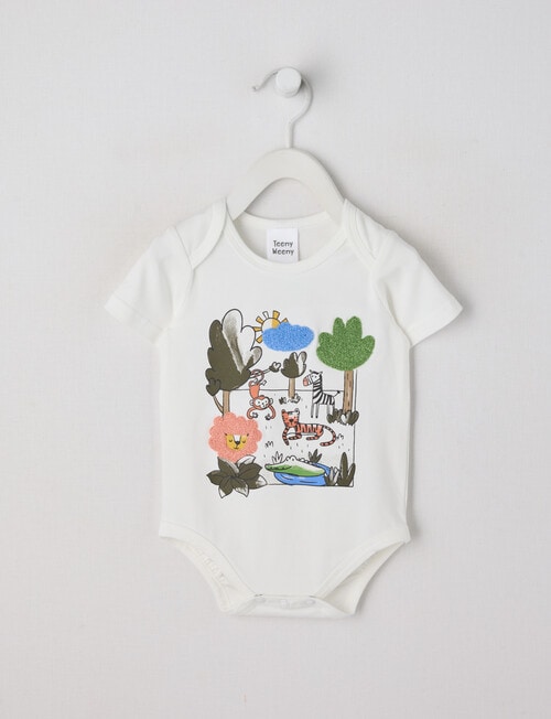 Teeny Weeny Safari Short Sleeve Bodysuit, White product photo