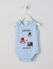 Teeny Weeny Striped Diggers Sleeveless Bodysuit, Blue product photo