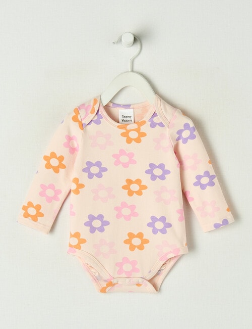 Teeny Weeny Play Time Flower Long-Sleeve Bodysuit, Pink product photo