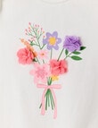 Teeny Weeny Play Time Flower Bouquet Short-Sleeve Bodysuit, White product photo View 02 S