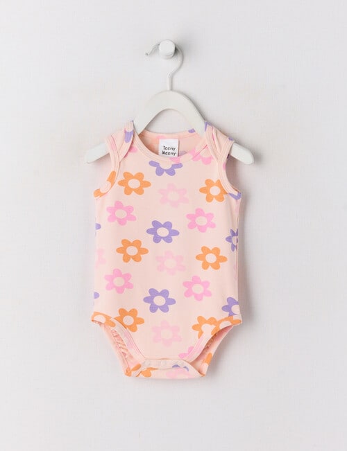 Teeny Weeny Play Time Flower Sleeveless Bodysuit, Pink product photo